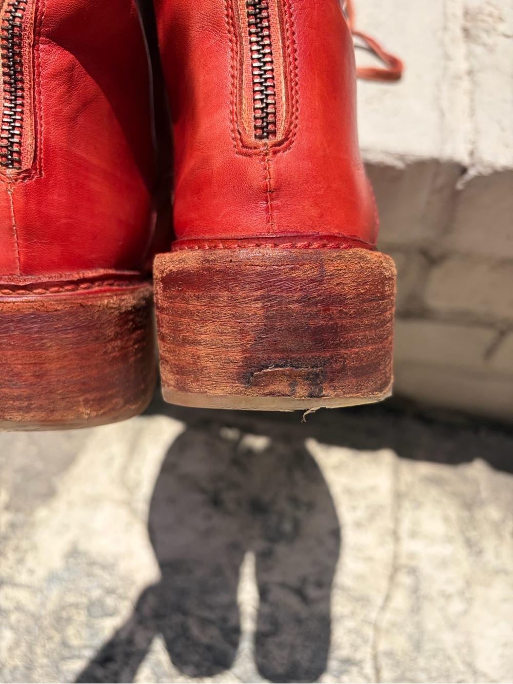 Free People Santa Fe Lace Up Combat Boots Red Leather EU 40 US 9 - Picture 5 of 8